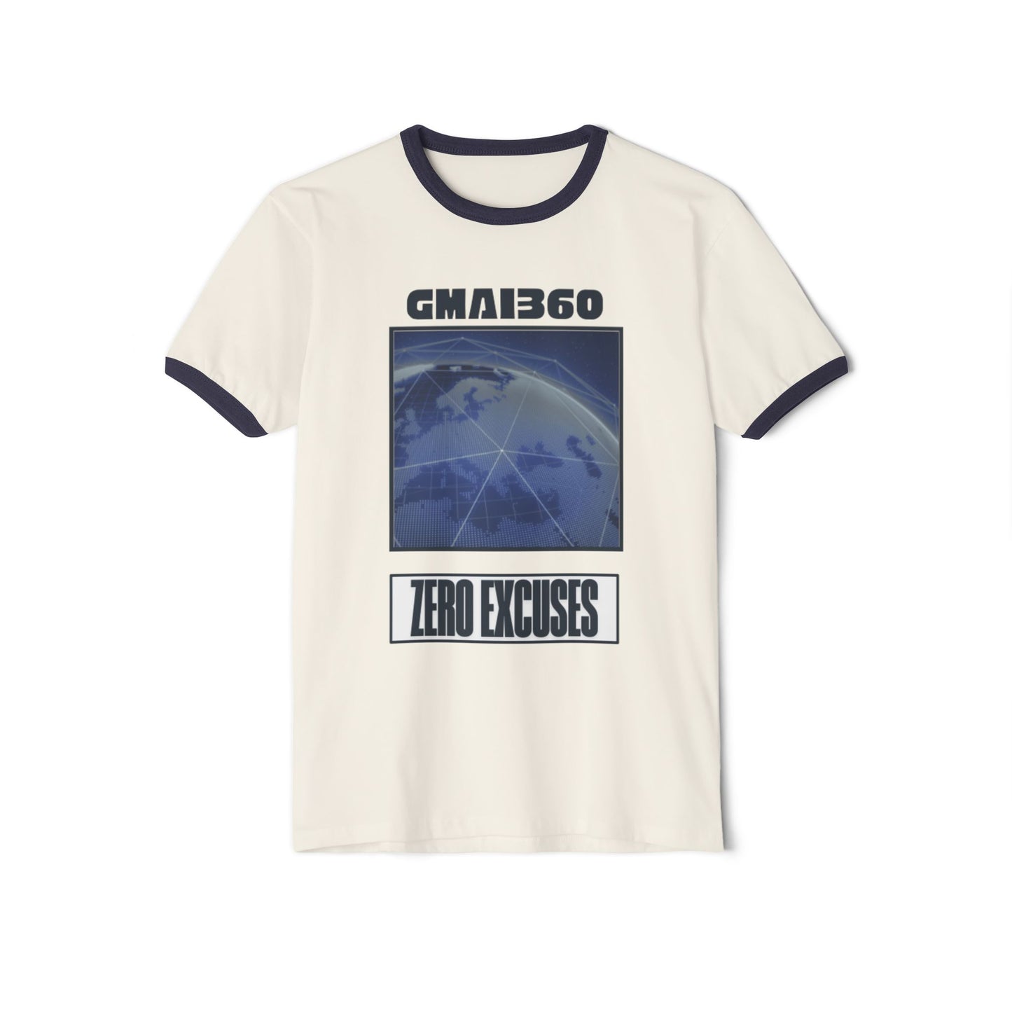 Zero Excuses Ringer T-Shirt — GMAI360 World Map Graphic