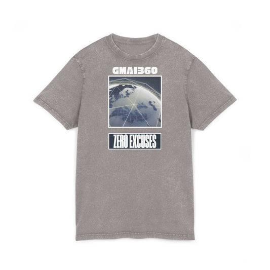 Acid Wash Graphic Tee — "GMAI360" Globe Design with "Zero Excuses" Slogan
