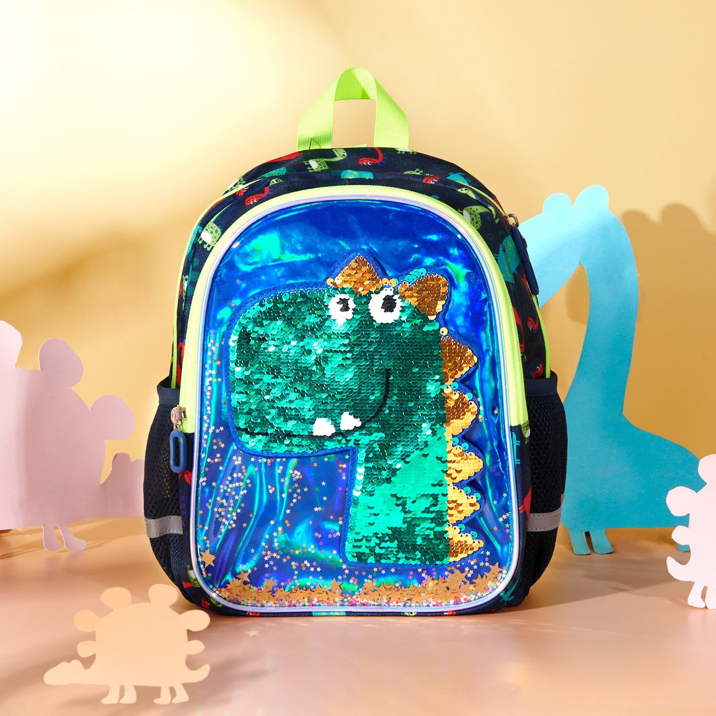 Dinosaur Kids Backpack Reversible Sequins-2