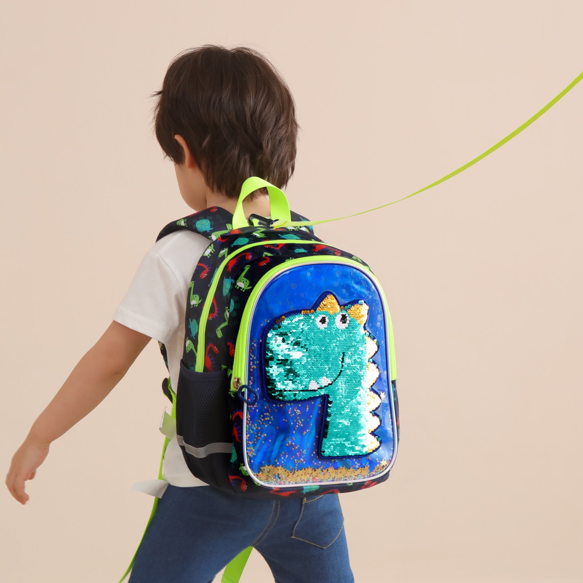 Dinosaur Kids Backpack Reversible Sequins-4