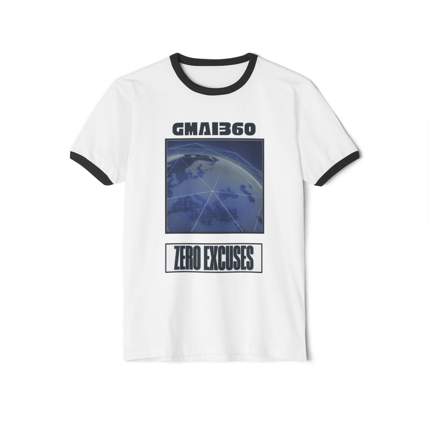 Zero Excuses Ringer T-Shirt — GMAI360 World Map Graphic