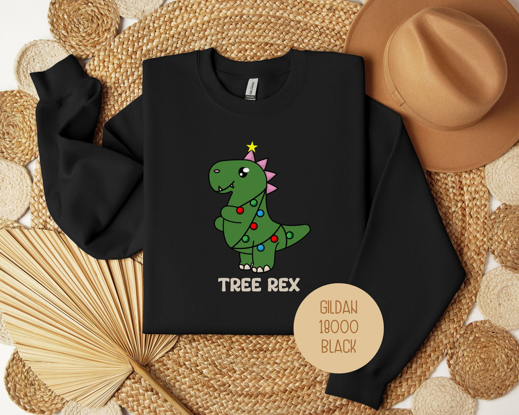 Tree Rex Dinosaur Family Christmas Youth Sweatshirt-0