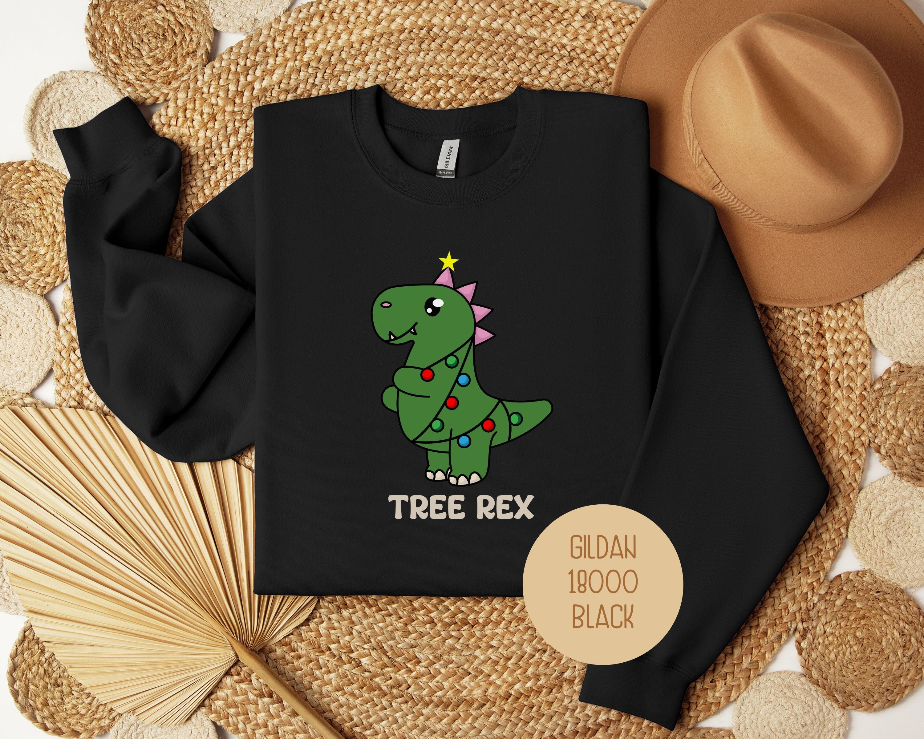 Tree Rex Dinosaur Family Christmas Youth Sweatshirt-0