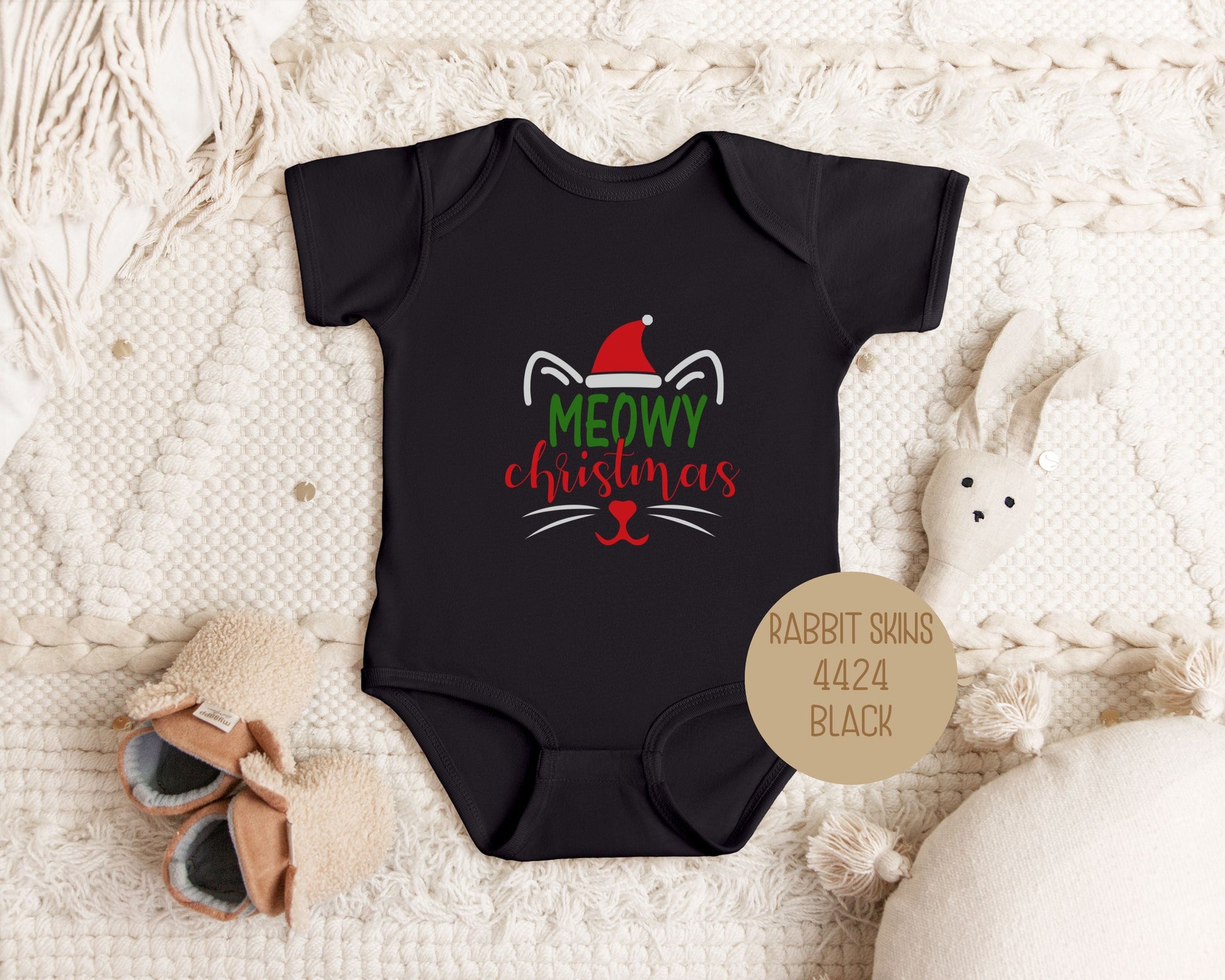 Meowy Christmas Baby Bodysuit-0
